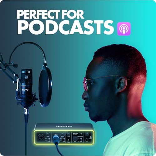 Movo PodKit2A Podcast Equipment Bundle for 2 Condenser Microphone Kit with Phantom 2x2 USB-C Audio Interface and Articulating Scissor Arm Mic Stand - for YouTube, Podcasting, Streaming, Twitch