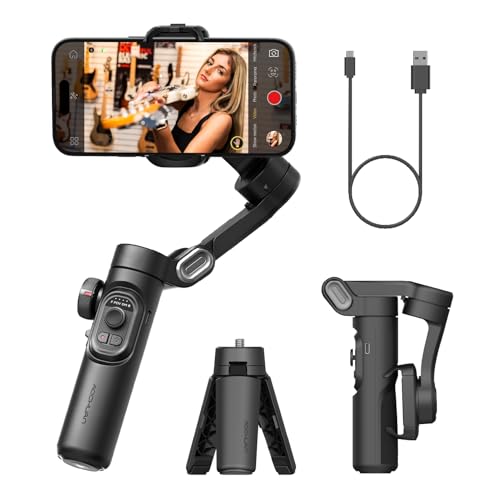 AOCHUAN Phone Gimbal Stabilizer, 3-Axis Smartphone Foldable Handheld Gimbal for iPhone with Focus Wheel, TikTok/YouTube Vlog Stabilizer for iPhone 17/16/15/14/13 Pro Max & Android – Smart XE - style: Smart XE