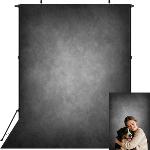 5x7ft Dark Grey Abstract Backdrop for Photography Vintage Black Headshot Portraits Photo Studio Background for Photoshoot Black Texture Photo Video Backdrops Prop - size: 5x7ft