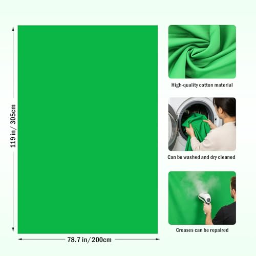 Green Screen Backdrop Kit,10 x 6.5 FT Heavy Duty Stand for Photography | Portable Green Screen Kit, 5 Clamps, Carrying Bag for Photography, Video Recording, Live Streaming, Gaming and Zoom Meetings - size: 6.5 X 10 Feet
