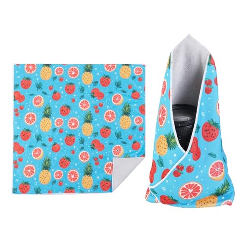Walking Way Self-Adhesive Magic Cloth Makeup Bag, Portable Protective Cosmetic Pouch, Camera Lens Wrap, Stylish Travel Organizer for Beauty Essentials, Travel, Gifts & Daily Use - color: Blue Fruit, size: 17.71 inch