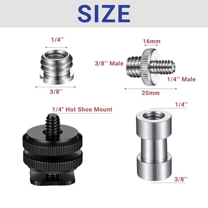 14 Pcs Camera Screws Mount Set 1/4 to 3/8 Tripod Screw Adapter 3/8-20 Thread Converter Adapter 1/4 Screws Camera Hot Shoe Mount Adapters Tripod Mounts Adapters Set for Ballhead Flash Light Monopod