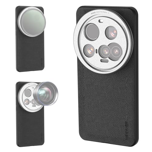 NEEWER 15 Ultra Case, Protective Phone Case Compatible with Xiaomi 15 Ultra, Heavy Duty TPU + PC Faux Leather with 17mm Lens Mounts & 67mm Filter Adapter for Wireless Charging, PA101 Black + Silver - style: Case for 15 Ultra/Black+Silver