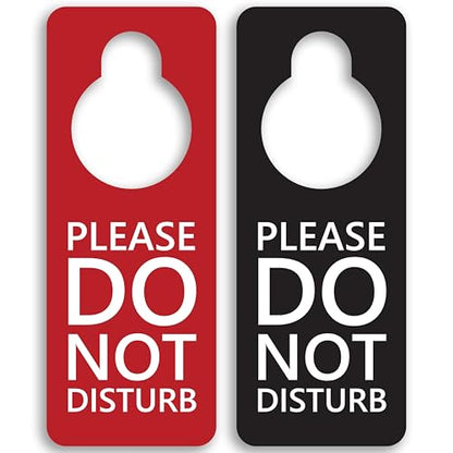 Do Not Disturb Sign, 2 Pack (Black & Red Double Sided) Please Do Not Disturb on Both Sides, Do Not Disturb Door Sign for Office, Home, Clinic, Dorm, Online Class, Meeting Session and More.