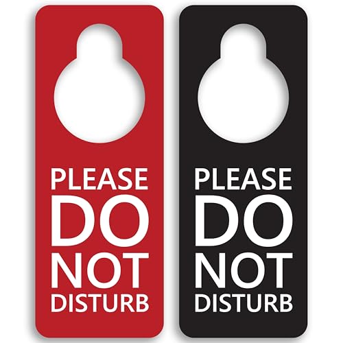 Do Not Disturb Sign, 2 Pack (Black & Red Double Sided) Please Do Not Disturb on Both Sides, Do Not Disturb Door Sign for Office, Home, Clinic, Dorm, Online Class, Meeting Session and More.