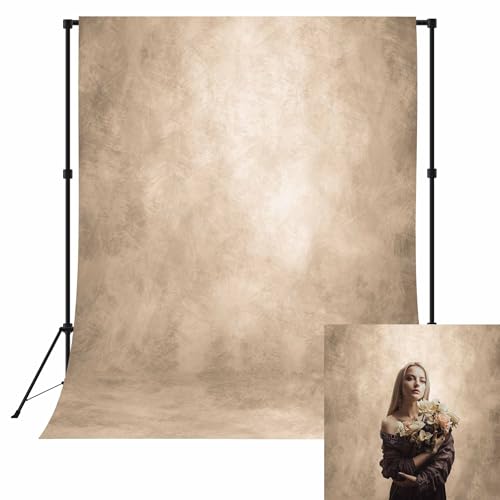 Abstract Beige 5x7 FT Backdrop Vintage Portrait Photography Photo Backdrop Booth Background Adult Child Travel Family Backdrops for Photoshoot Newborns Parties Decor,Pocket on Top - color: Beige, size: 5x7ft