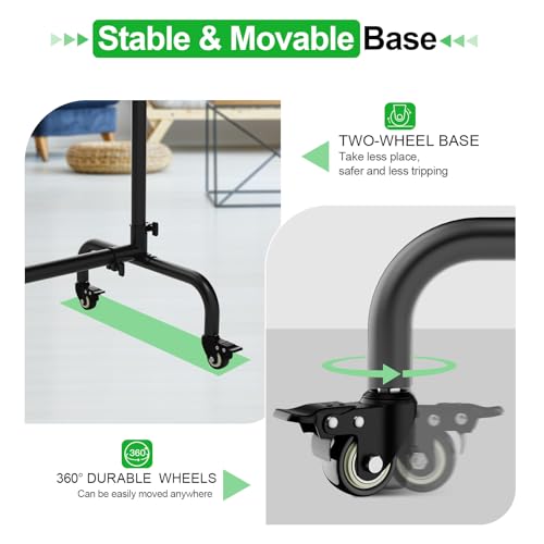 EMART 7x10ft Green Screen Backdrop Kit with Movable Stand, Large 9.5x9.5ft Photography Greenscreen Background Adjustable Frame with Wheels for Photo Shoot, Live Streaming, Video Recording