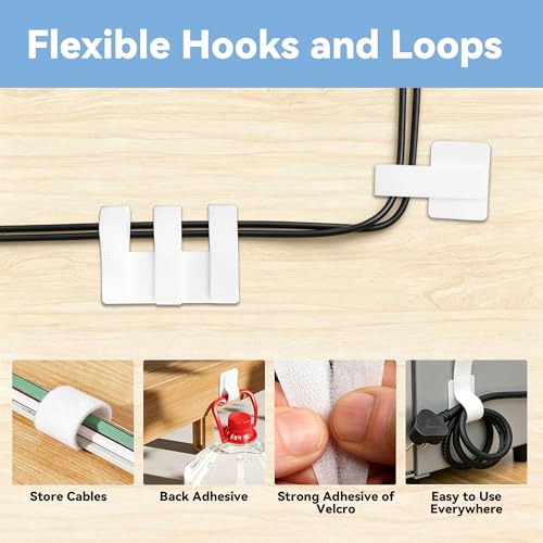 Cable Management Kit, Cord Organizer Box, Cable Clips & Labels | All-in-One Desk Cable Organizer and Storage Solution for Home Office, Wire Management Set