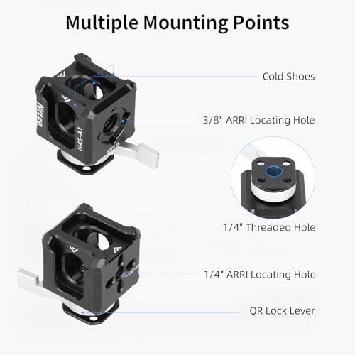 Nitze Triple Cold Shoe Adapter, Quick Release Cold Shoe Mount, with 1/4", 3/8" Locating Holes for ARRI - N45-A1