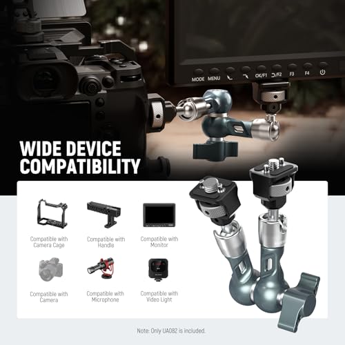 NEEWER 7" Articulating Magic Arm, Camera Monitor Mount Ball Heads Anti Twist Pins 1/4" 3/8" Screws for DSLR Action Camera Webcam Video Light Compatible with SmallRig Cage Rig, Max Load 6.6 lbs, UA082 - style: UA082
