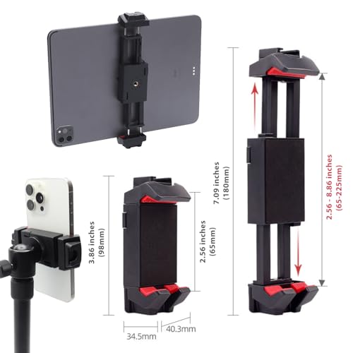 Kado Metal Portable Monitor Tablet Stand Tripod, Adjustable Height & Angle | 100x100mm 75x75mm Wall/Arm Mount Clamping, 360° Ball Head and 1/4" Screw Compact for Phone, Tablet, Projector, Camera, Webcam - style: Gray Black
