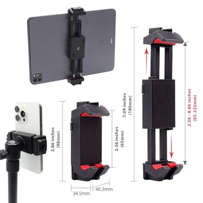Kado Metal Portable Monitor Tablet Stand Tripod, Adjustable Height & Angle | 100x100mm 75x75mm Wall/Arm Mount Clamping, 360° Ball Head and 1/4" Screw Compact for Phone, Tablet, Projector, Camera, Webcam - style: Gray Black