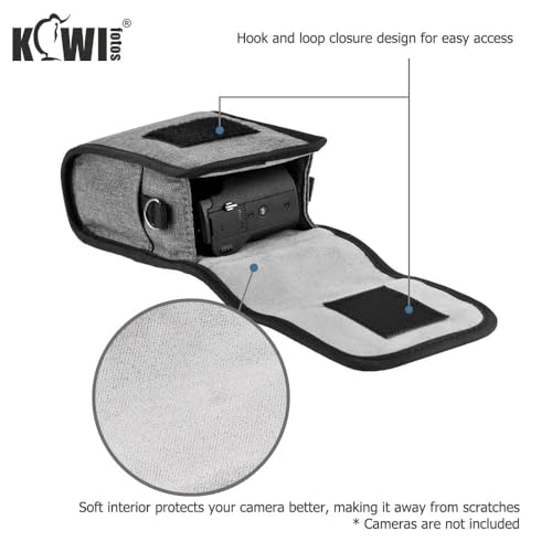 KIWIFOTOS Compact Camera Case Travel Pouch for Lumix ZS99 Sony RX100 VI ZV-1 II ZV-1F Ricoh GR IV III Canon SX740 G7XIII GR IIIx TG-6 TG-5 Kodak H35N FZ45 FZ55 Camera Bag - color: Digital Camera Case Gray