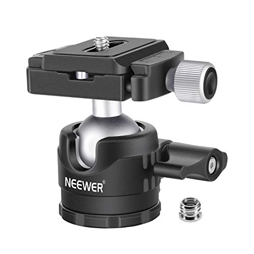 NEEWER 28mm Low Profile Tripod Ball Joint 360° Pan Rotation with 1/4" Arca Type Quick Release Plate and Spirit Level for Tripods, Monopods, Max Load: 6.6LB/5kg