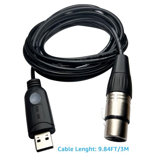 DSD TECH SH-RS09B USB to DMX Cable Support Freestyler, QLC+, Dmxcontrol, Lightkey, Lightjams, Soundswitch and Pi Open Lighting (3M/10FT) - size: 10ft