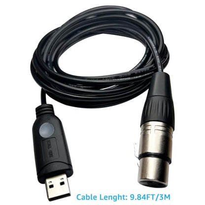 DSD TECH SH-RS09B USB to DMX Cable Support Freestyler, QLC+, Dmxcontrol, Lightkey, Lightjams, Soundswitch and Pi Open Lighting (3M/10FT) - size: 10ft