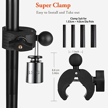 Ipad Holder for Mic Stand, Tablet Phone Holder Micophone Music Stand Mount Adjustable Rotatabe with Super Handle Clamp for iPad Pro 12.9 Air Mini, Android, 4 to 13.5inch iPhones and Tablets