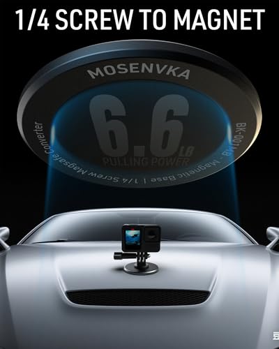 MOSENVKA 1/4 Magnetic Camera Mount Aluminum Round Strong Magnet Base | Magnetic Converter, 1/4''-20 Male Thread, For Action Camera, For Gopro, For Security Camera