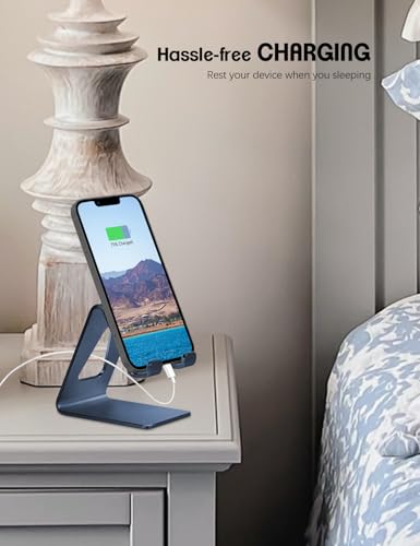 Aoviho Desk Cell Phone Stand Phone Holder - Aluminum Phone Cradle Dock for iPhone 13 12 pro 11 X Xs max 8 7 6 6s Plus SE 5 5s SE Samsung, All Smart Phones (Navy Blue) - color: Navy Blue