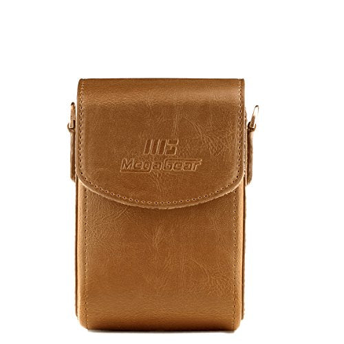 MegaGear MG768 Leather Camera Case with Strap compatible with Canon PowerShot G7 X Mark III, G7 X Mark II, G7 X - Light Brown - color: Light Brown