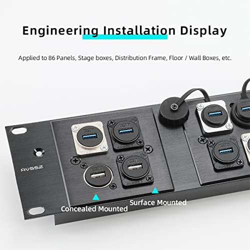 PENGLIN 5PCS USB3.0 D Series Panel-Mount Connector,Waterproof USB Port Socket 86 Panel Mount Square Female to Female Converter Data Transfer Interface Adapter for Network Industrial Equipment - size: 5PCS(USB3.0)