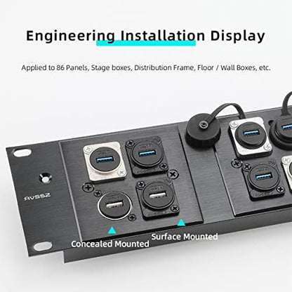 PENGLIN 5PCS USB3.0 D Series Panel-Mount Connector,Waterproof USB Port Socket 86 Panel Mount Square Female to Female Converter Data Transfer Interface Adapter for Network Industrial Equipment - size: 5PCS(USB3.0)