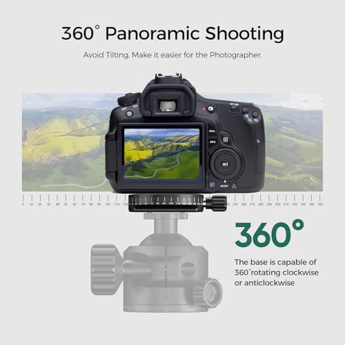 FANAUE Low Profile Camera Tripod Ball Head Mount, 55mm Tripod BallHead with 360° Swivel & 90° Tilt Panoramic Compatible with Arca, (XB-55T)