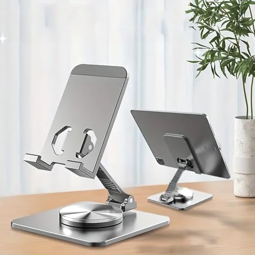 360° Rotatable Aluminum Desktop Stand – Sturdy Metal Stand for Phone & Tablet, Ideal for Live Streaming & Hands-Free Viewing (Black) - color: Black