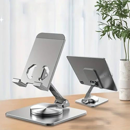 360° Rotatable Aluminum Desktop Stand – Sturdy Metal Stand for Phone & Tablet, Ideal for Live Streaming & Hands-Free Viewing (Black) - color: Black