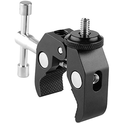 ChromLives Super Clamp Photography Camera Crab Clamp with 1/4''-20 to 1/4'' 20 Screw Converter for 15mm Rods/ Lights/ Umbrellas/Shelves/Cross Bars and More
