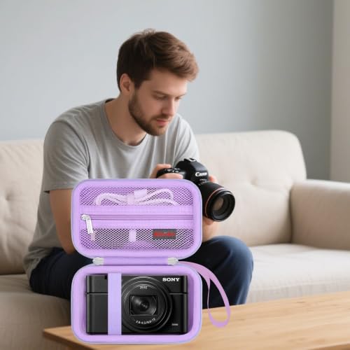 Case for Sony ZV-1F/ ZV-1/ ZV-1 II/Sony RX100 VII/ RX100 III Digital Camera | Sony ZV-1F/ ZV-1/ZV-1 II/ RX100 VII Digital Camera Carrying Case, Hard Travel Protective Bag, Pocket fits Accessories, Purple - color: Purple