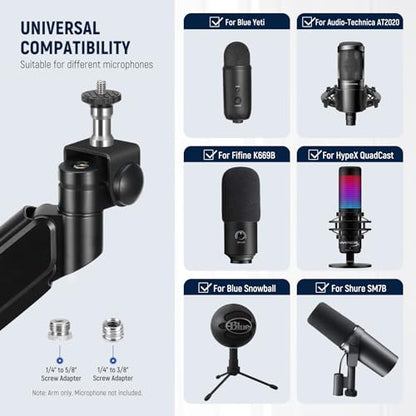 Neewer Low Profile Mic Arm Desk Mount, 360° Swivel Boom Arm with Pneumatic Damping Adjustable, Cable Management, Compatible with Shure MV7 SM7B Blue Yeti Gaming Streaming Podcast Microphone, MS002 - style: MS002