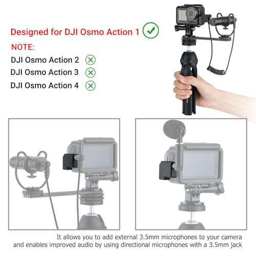 3.5mm Audio Mic & USB-C Adapter Accessories for DJI Osmo Action 1 Camera (Only) with 3.5mm Microphones Jack & USB-C Connector