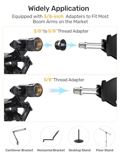 Custom AT2020 Microphone Shock Mount with Pop Filter, Anti-Vibration Suspension Shock Mount Mic Holder Clip Compatible with Audio Technica AT2020 AT2035 AT2020USB ATR2050 AT3035 AT3060 Mic - size: AT2020 Shock Mount