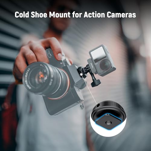NEEWER Action Camera Cold Shoe Mount Adapter Compatible with GoPro Accessories Go Pro DJI Insta360 AKASO, Metal 1/4" Thread Hot Shoe Mount for Mini Tripod Selfie Stick, 180° Tilt, GP-63 - style: GP-63