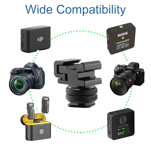 for Rode Wireless Go II / ME / PRO Cold Shoe Mount Adapter, for DJI Mic 3, Mic 2, Mic Mini, Mic 1 / Hollyland Lark M1 M2 Microphone Camera Cage Mount Stand Adaptor Extension Bracket