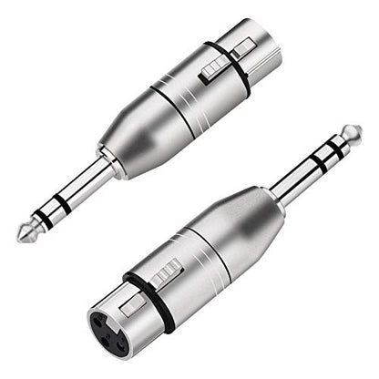 Tisino XLR Female to 1/4" TRS Adapter, Balanced Female XLR to Quarter Inch 6.35mm Male Adapters - 2 Pack - color: XLRF to 1/4" TRS