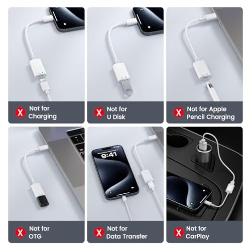 USB C to Lightning Headphone Audio Adapter, USB C Male to Lightning Female Earbuds Audio Adapter Compatible with iPhone 17/16/16e/15 Plus/Pro/Max, iPad Pro, iPad Air 6/5, MacBook (No Charge)[100 Pcs] - color: 100Pcs-White