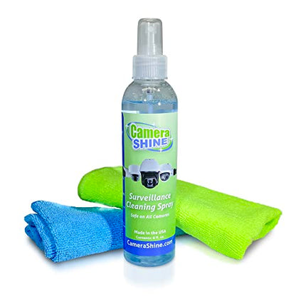 Surveillance Camera Cleaning Kit - Easy to Use on Indoor/Outdoor Camera Lenses & Domes - Includes 8oz of Specialty Cleaning Solution and a Reusable Optical Quality Micro-Fiber Towel