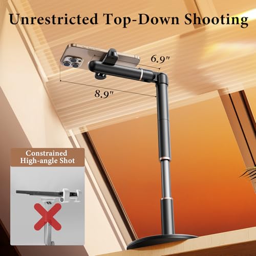 Height/Angle Adjustable Phone Holder, 10"-25" Retractable Tall Phone Stand for Desk,720°Rotatable+180flip Phone Holder Stand for Video Calls Kitchen Table Office Etc -Clip Type - style: Clip Style