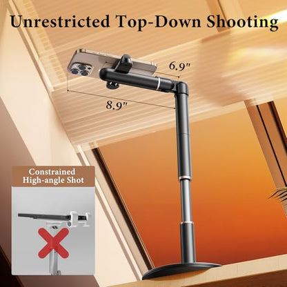 Height/Angle Adjustable Phone Holder, 10"-25" Retractable Tall Phone Stand for Desk,720°Rotatable+180flip Phone Holder Stand for Video Calls Kitchen Table Office Etc -Clip Type - style: Clip Style