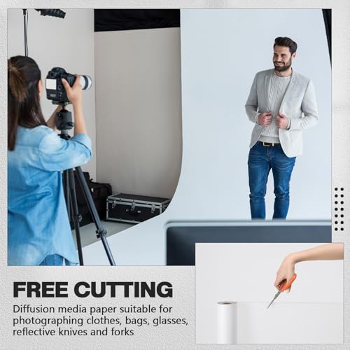 Nezyo Light Diffuser Sheet Diffusion Film Sheet Lighting Gel Diffuser Roll White Diffusion Paper for LED Flash Strobe Light Photography Video(24 x 590.6 Inch/ 0.61 x 15 M) - size: 24 x 590.6 Inch/ 0.61 x 15 M