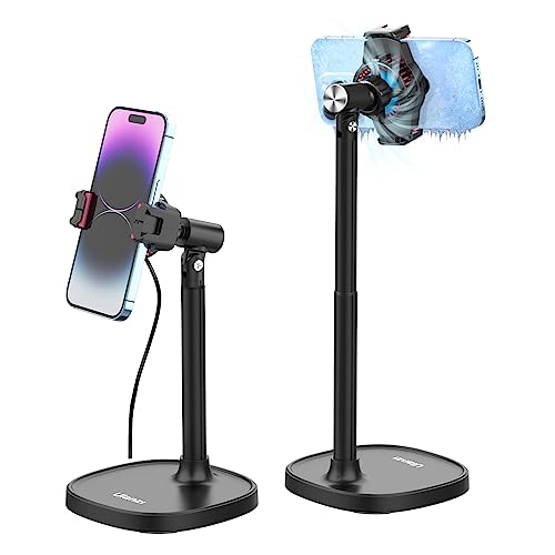 ULANZI SK-06 Cell Phone Stand with Phone Cooler, Desktop Phone Live Streaming Solution with Phone Cooling Fan, Height Adjustable Phone Cooler Stand Compatible with All Mobile Phones, iPhone & Android - color: SK06