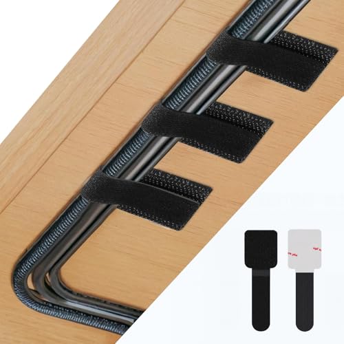 Abnii 50 PCS Hook and Loop Cable Ties, Under Desk Cable Management, Self Adhesive Cable Tidy Clips Straps, Sticky-Back Cord Organizer, Wire Organizer for TV PC Laptop Ethernet Desktop, Black - color: Black
