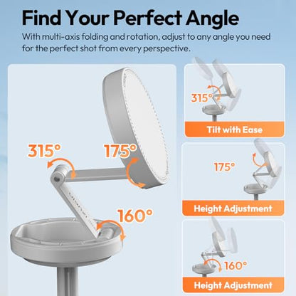 ULANZI Magnetic Phone Tripod 60'' Selfie Stick Auto Open Extendable Stand | Auto Open Tripod, N52 Magnet for Magsafe iPhone Mount, 360° Adjustment Aluminum, Creator Vlog Travel Desk Outdoor Use, White - color: White