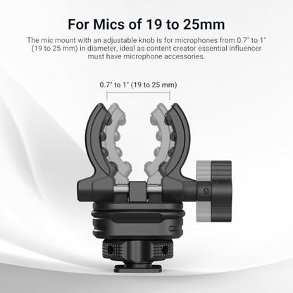 NEEWER Microphone Holder with Cold Shoe Adapter, Noise Reducing Shock Absorbing Mic Mount Accessories with Built in Silicone Pads, for Mics of 0.7" to 1" (19 to 25mm) in Diameter, MH3 - style: MH3