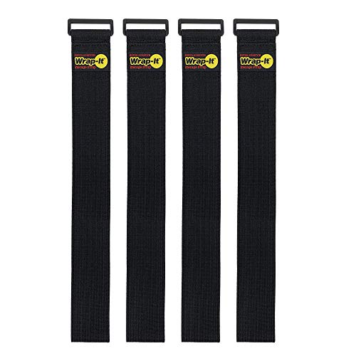Super-Stretch Wrap-It Storage Straps, 32-in x 2-in (4-Pack) - Elastic Hook and Loop Cinch Straps - Pool Hose and Cable Straps, Garage and RV Storage Accessories - color: Black, size: 32" (4 Pack)