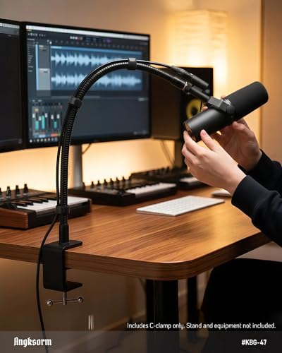 Table Microphone Clamp Heavy-Duty Desk Mic Metal C-Clamp Mount Base for Mic Suspension Boom Scissor Gooseneck Arm Stand Holder with Adjustable Screw - KBG-47 Desk Clamp - size: KBG-47 Desk Clamp