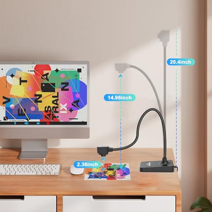 USB Document Camera for Teachers,Manual Focus Webcam with Mic,Fold for Mac/Windows/Chromebook