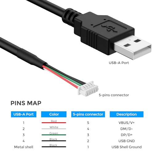 USB 2.0 Camera Cable for All Cameras Module, 2 Meters(6.56 feet) Length, OD4.0mm, Additional Metal Shielding Ground Wire